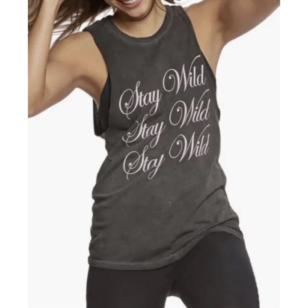 Spiritual Gangster Women's Black 'Stay Wild' Muscle Tee